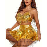 Déguisement Femme Jupe Doré de Scène Costume pour Halloween