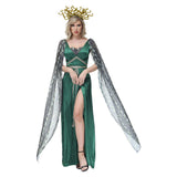 Déguisement Femme Medusa Déesse Grecque Robe Verte Costume d'Halloween