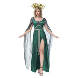 Déguisement Femme Medusa Déesse Grecque Robe Verte Costume d'Halloween