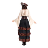 Déguisement Femme Pirate Médiéval Tenue Beige-Brune Costume d'Halloween