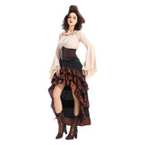 Déguisement Femme Pirate Médiéval Tenue Beige-Brune Costume d'Halloween