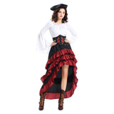 Déguisement Femme Pirate Médiéval Tenue Blanche-Rouge Costume d'Halloween