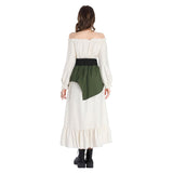Déguisement Femme Robe 2-pièces à Epaules Dénudées Costume Renaissance Victorienne pour Halloween Carnaval