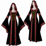 Déguisement Femme Robe à Capuche Costume de Renaissance Rétro Médiéval