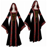 Déguisement Femme Robe à Capuche Costume de Renaissance Rétro Médiéval