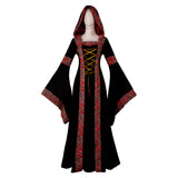 Déguisement Femme Robe à Capuche Costume de Renaissance Rétro Médiéval