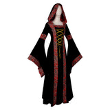 Déguisement Femme Robe à Capuche Costume de Renaissance Rétro Médiéval