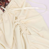 Déguisement Femme Robe Beige Médiévale Fleurie Style Renaissance et Victorien pour Carnaval