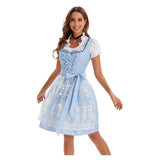 Déguisement Femme Robe Bleue Claire Ensemble 4 Pièces pour Oktoberfest