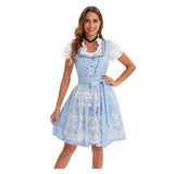 Déguisement Femme Robe Bleue Claire Ensemble 4 Pièces pour Oktoberfest