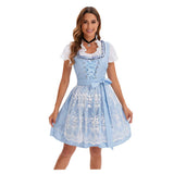 Déguisement Femme Robe Bleue Claire Ensemble 4 Pièces pour Oktoberfest