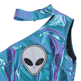 Déguisement Femme Robe Spatiale Métallique Futuriste Costume pour Halloween