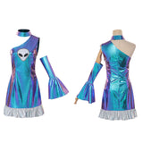 Déguisement Femme Robe Spatiale Métallique Futuriste Costume pour Halloween
