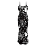 Déguisement Femme Robe Toile d'Araignée Imprimée Costume d'Halloween