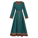Déguisement Femme Robe Viking Rurale Médiévale Vert Paon Foncé Costume