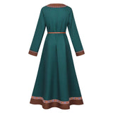 Déguisement Femme Robe Viking Rurale Médiévale Vert Paon Foncé Costume
