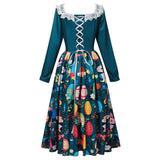 Déguisement Femme Robe Vintage à Imprimé de Pâques Costume