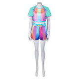 Déguisement Femme T-shirt+Shoet Rainbow à Rayures Costume Sport