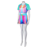 Déguisement Femme T-shirt+Shoet Rainbow à Rayures Costume Sport