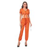 Déguisement Femme Uniforme Orange de Prison Costume d'Halloween