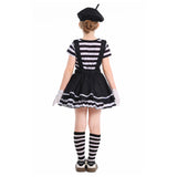 Déguisement Fille Artiste Mime Robe Noire et Blanche Costume d'Halloween