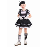 Déguisement Fille Artiste Mime Robe Noire et Blanche Costume d'Halloween