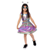 Déguisement Fille Extraterrestre Haut+Jupe+Serre-tête+Lunettes Tenue Costume d'Halloween