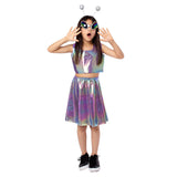 Déguisement Fille Extraterrestre Haut+Jupe+Serre-tête+Lunettes Tenue Costume d'Halloween