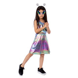 Déguisement Fille Extraterrestre Haut+Jupe+Serre-tête+Lunettes Tenue Costume d'Halloween