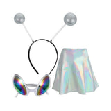 Déguisement Fille Extraterrestre Jupe+Serre-tête+Lunettes Costume Argent