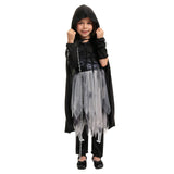 Déguisement Fille La Mort Robe en Dentelle Costume Noir d'Halloween