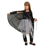 Déguisement Fille La Mort Robe en Dentelle Costume Noir d'Halloween