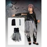 Déguisement Fille La Mort Robe en Dentelle Costume Noir d'Halloween