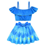 Déguisement Fille Les Trolls 3 Poppy Maillot de Bain Costume Bleu pour Halloween