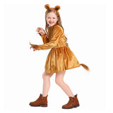 Déguisement Fille Lion Robe Brune Costume pour Halloween Carnaval