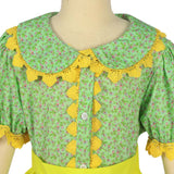 Déguisement Fille Maid Robe Coloniale Verte avec Chapeau Costume d'Halloween
