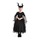 Déguisement Fille Maléfique TuTu Robe Noire Costume d'Halloween