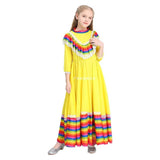 Déguisement Fille Mexicaine Robe Longue Jaune Costume