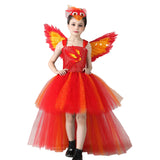 Déguisement Fille Phénix Robe Rouge en Maille Costume d'Halloween
