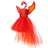 Déguisement Fille Phénix Robe Rouge en Maille Costume d'Halloween