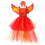 Déguisement Fille Phénix Robe Rouge en Maille Costume d'Halloween