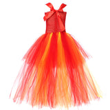 Déguisement Fille Phénix Robe Rouge en Maille Costume d'Halloween
