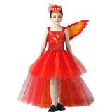 Déguisement Fille Phénix Robe Rouge en Maille Costume d'Halloween