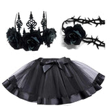 Déguisement Fille Punk Jupe+Couronne+Anneau de Cou Costume d'Halloween