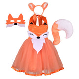 Déguisement Fille Renard Tutu Robe Orange Costume d'Halloween