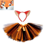 Déguisement Fille Renard Tutu Robe Orange-noir Costume d'Halloween