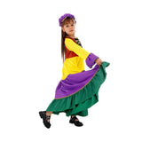 Déguisement Fille Robe à Large Ourlet de Couleur Contrastée pour Halloween Carnaval