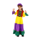 Déguisement Fille Robe à Large Ourlet de Couleur Contrastée pour Halloween Carnaval