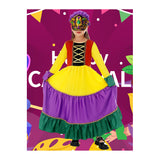 Déguisement Fille Robe à Large Ourlet de Couleur Contrastée pour Halloween Carnaval