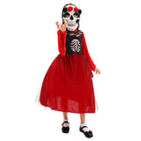 Déguisement Fille Robe Rouge Costume d'Halloween pour Jour des Morts